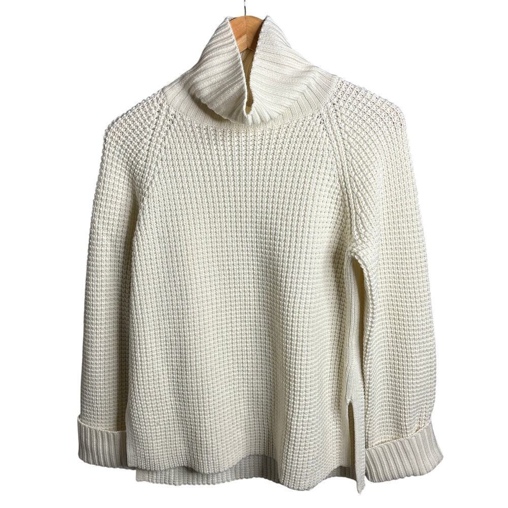 Joie Wool Turtleneck Waffle Knit Sweater Cream Size XXS